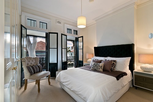 black and white bedroom